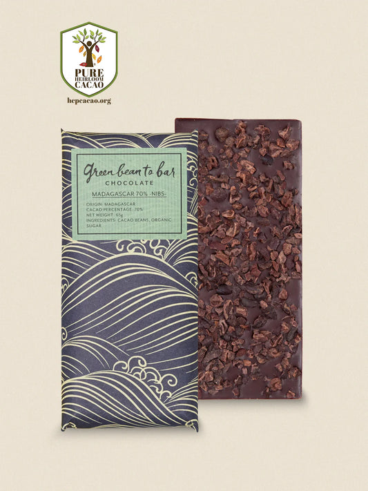 green bean to bar Chocolate Bar MADAGASCAR 70% -NIBS-