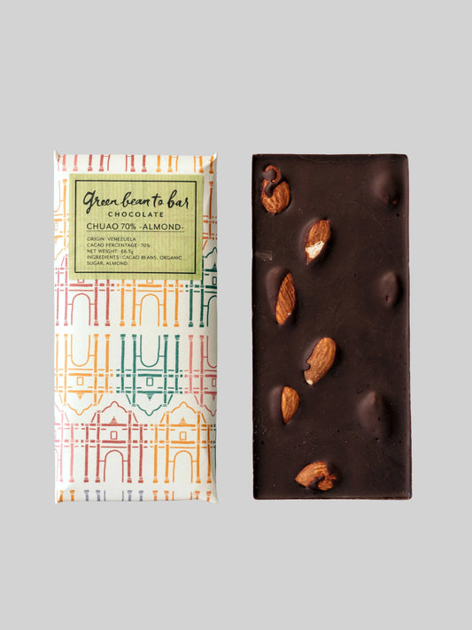 green bean to bar Chocolate Bar - CHUAO 70% -ALMOND-
